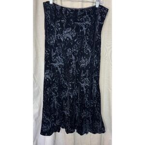 VTG 90s Lauren Ralph Lauren Velvet Silk Blend Black Floral Tudor Maxi Skirt sz14